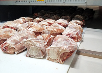Descongelación por radiofrecuencia de bloques de carne